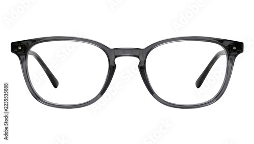 Obraz na plátně Modern translucent grey plastic frame eyeglasses with rounded lenses