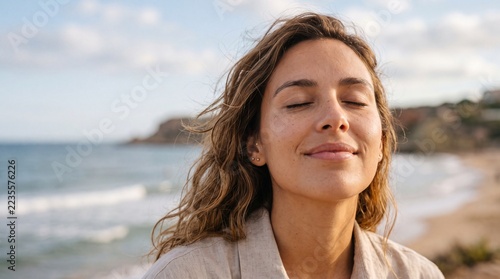 Young woman enjoying the sun at the beach