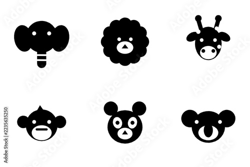 Safari Animals Icon Set Vector Illustration