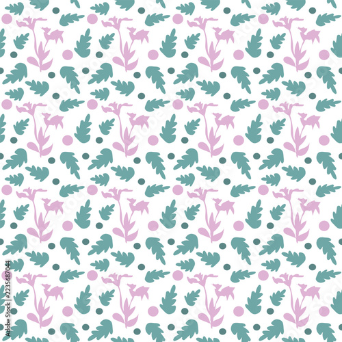 Scandinavian seamless pattern vector background with folk floral botanical ornaments and decorative repeat tile.