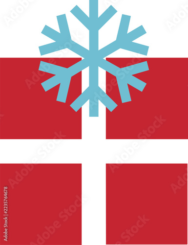 Icelandic Flag with Icy Blue Snowflake, Nordic Cross and Winter Symbol