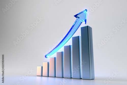 Business growth chart, upward-trending graph
