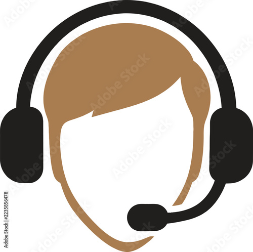 Customer service agent icon with a headset for support and communication business help