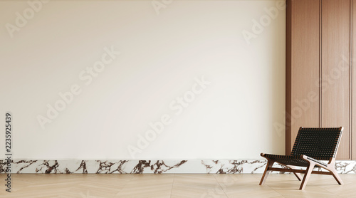 Modern Minimal Living Room Interior with Contemporary Furniture, 3D Rendering
