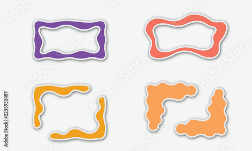 Colorful wavy frames and corner borders set for creative graphic page layouts
