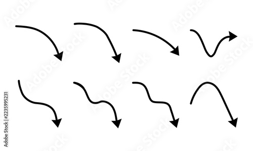 Curved Arrow Icons. Eight Direction Vector Pointers with Filled Heads