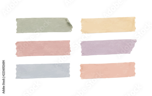 Pastel washi tape sample grid with matte finish and minimal thin strips arranged evenly on white background
