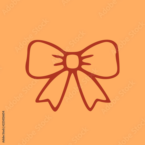 Christmas gift bow outline icon