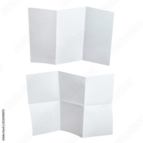 Obraz na plátně Set of two blank white folded paper sheets, isolated on transparent cutout backg