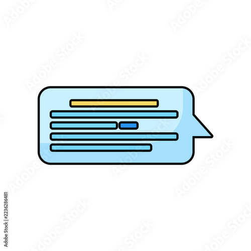 Chat message bubble highlighted text line vector icon. Speech balloon selected sentence editing tool interface element design
