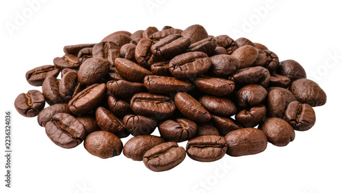 Fotografie Roasted dark brown coffee beans pile