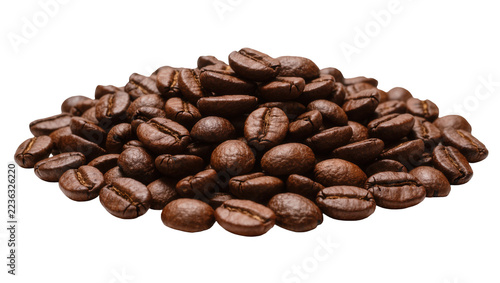 Obraz na plátně Roasted dark brown coffee beans pile