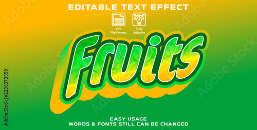 Editable graphic text effect fruits