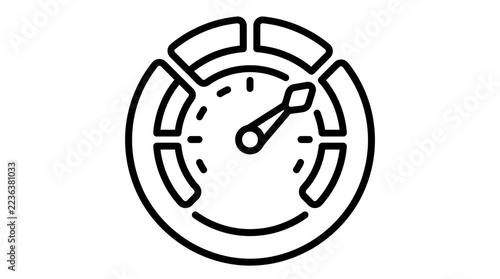Performance Speedometer Icon, Isolated Gauge Meter, Transparent Background