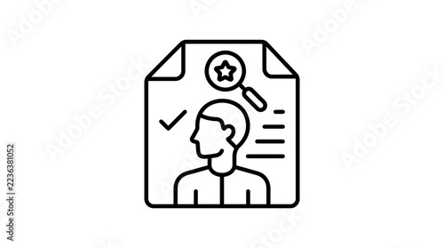 Resume search and human resources selection line icon on transparent background