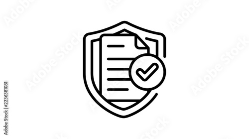 Document Protection Icon with Checkmark - Data Security Concept