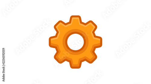 Orange gear icon for settings and industry concepts.