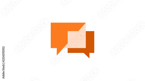 Overlapping orange square speech bubbles minimalist logo
