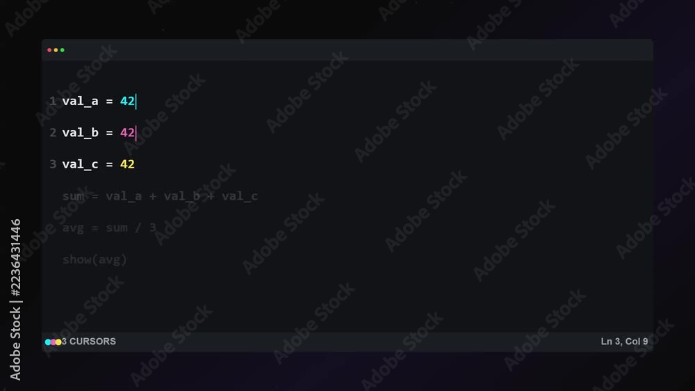 Multi-Cursor Editing Animation Showing Simultaneous Text Entry Across ...
