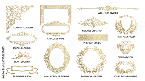 Ornate Design Elements Collection: Flourishes, Frames, Wreaths, and Borders