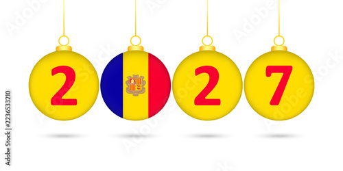 Andorra Flag Christmas Balls 2027 Decoration.