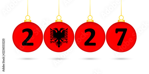 Albania Flag Christmas Balls 2027 Decoration.