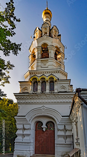 Bell tower of the Eliah the Prophet church, built in 1690. Moscow, Russia	