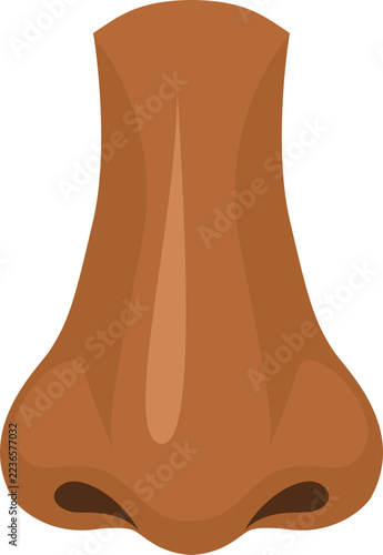 Brown human nose illustration for medical and cosmetic use with clear background and space for text