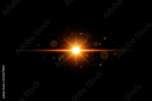 Cinematic Golden Lens Flare and Glowing Optical Light Effect