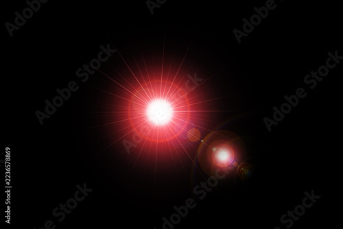 Bright Sunlight Lens Flare with Radiant Rays on Dark Background