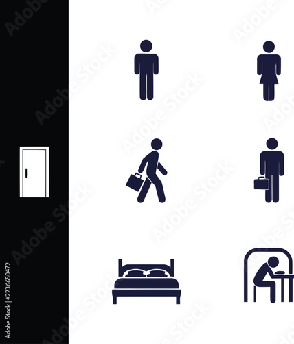 Minimal stickman icon set, Business people 