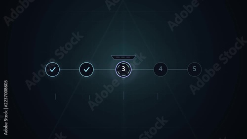 Five Step Process Loading Animation Loop for User Interface