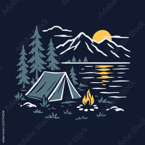 Enjoy the nature at night graphic illustration vector art t-shirt design